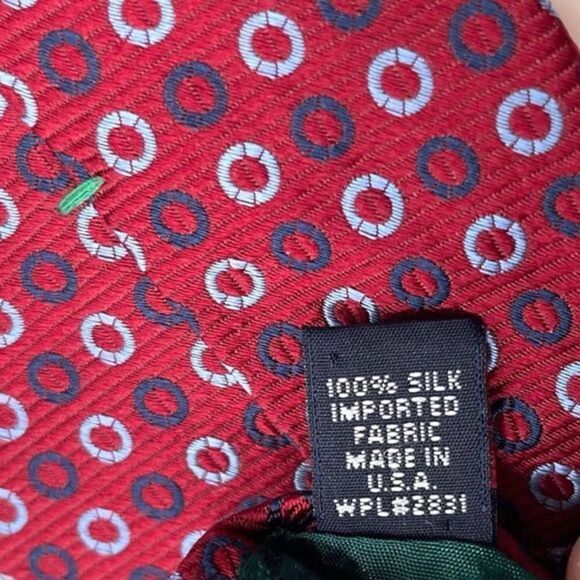 TOMMY‎ Hilfiger Silk Burgundy Print Tie - Picture 6 of 7